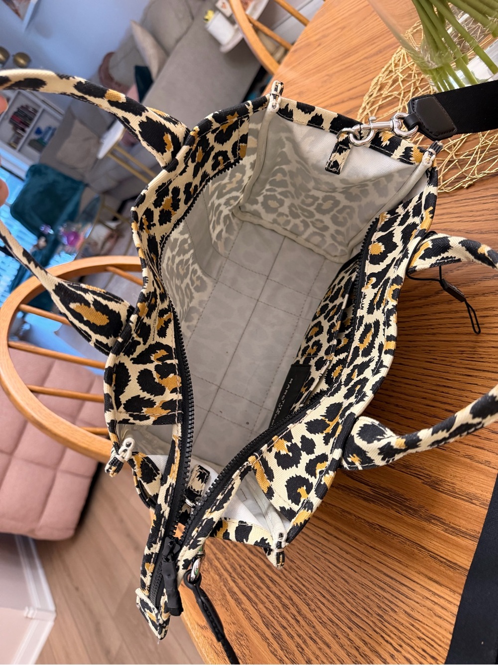 Marc Jacobs Leopard Print Canvas Tote in Black and Tan - Picture 5 of 5